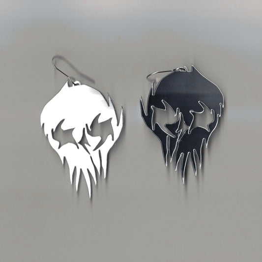 Dual Tone Skull Drop Earrings