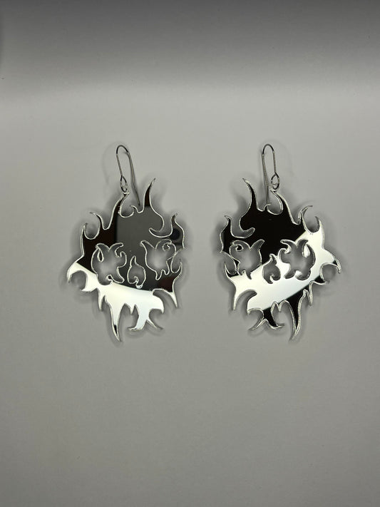 Flame Tribal Cut-Out Drop Earrings