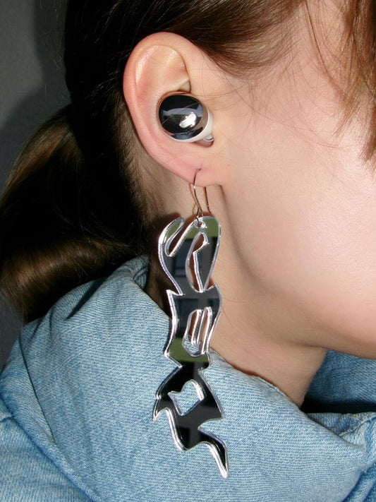 Abstract Tribal Mirror Drop Earrings