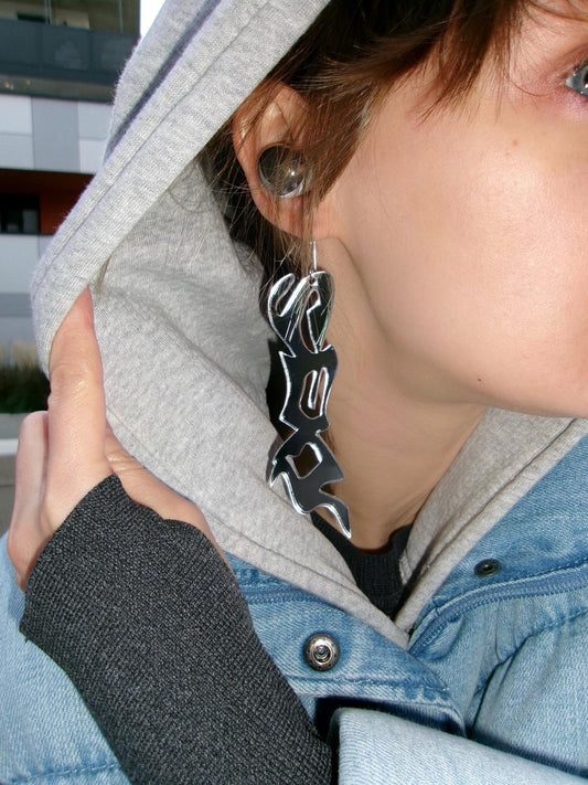Abstract Tribal Mirror Drop Earrings