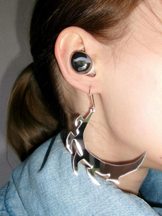 Chrome Tribal Blade Statement Earrings